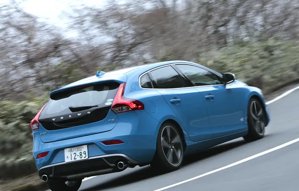 Picture car, Volvo, blue, wallpapers, V40, R-Design