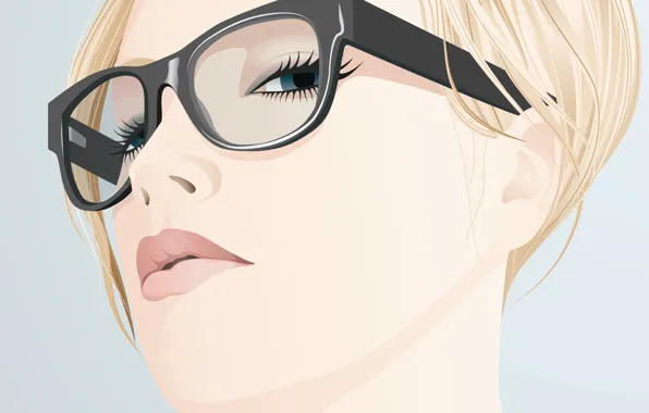 Look, girl, face, eyelashes, vector, glasses, blonde
