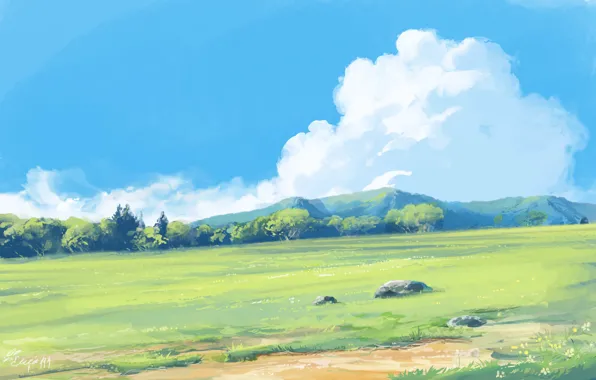Mountains during flowers blossom and sunrise, Flowers on the mountain hills,  Beautiful natural landscape at the summer time, Mountain-image anime style  v3 Stock Illustration | Adobe Stock
