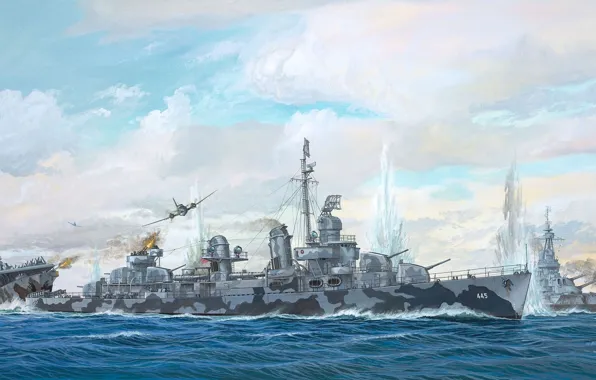 Ship, art, Navy, the battle, American, military, destroyer, USS