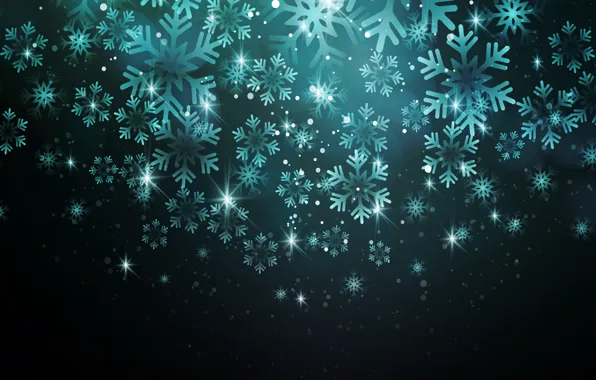 Snowflakes, background, holiday, bokeh, postcard, Christmas