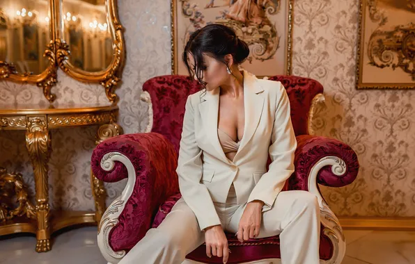 Brunette, pose, suit, A Diakov George