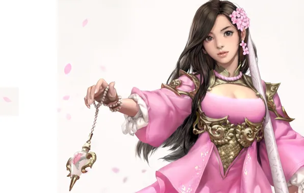 Picture girl, fantasy, the game, art, costume design, seunghee lee, Pink blossom