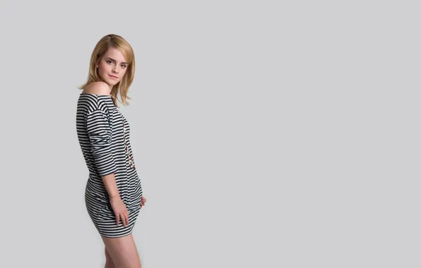Girl, sweetheart, model, dress, actress, Emma Watson, Emma Watson, grey background