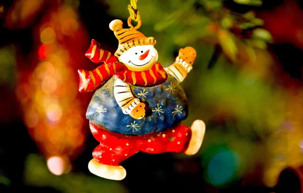 Toy, fun, tree, New Year, Christmas, snowman, Happy New Year, Christmas