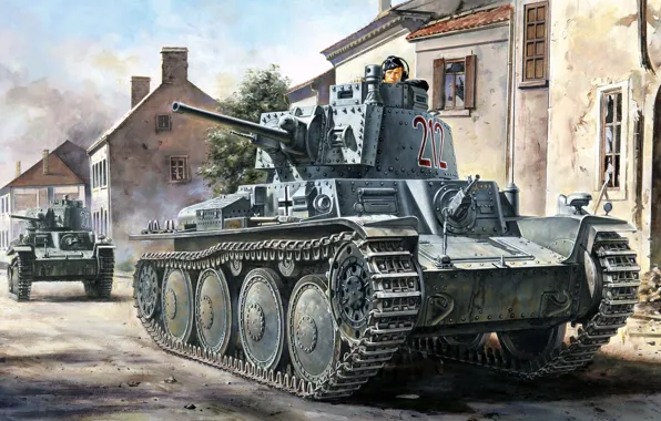 Figure, art, The third Reich, originally Czechoslovak light tank, Pz. BfWg 38(t) Ausf.B