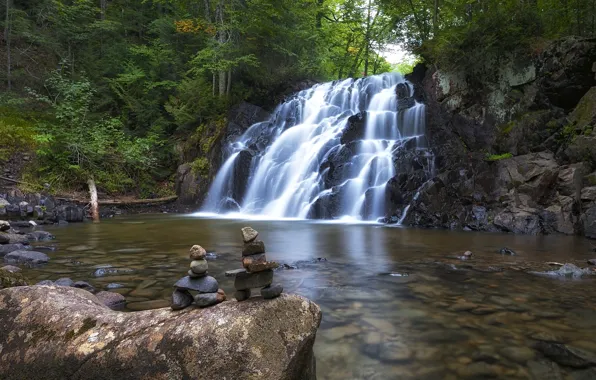 Forest, river, stones, waterfall, Canada, Ontario, Canada, Ontario