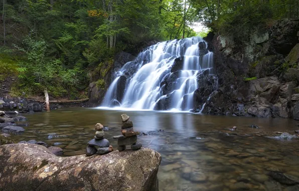 Picture forest, river, stones, waterfall, Canada, Ontario, Canada, Ontario