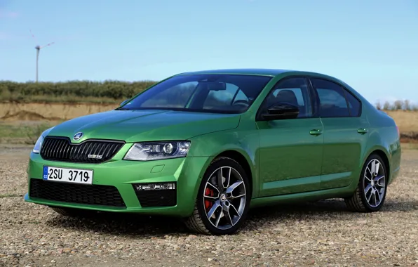 Green, sedan, crushed stone, Skoda, 2013, Skoda, Octavia, Octavia RS