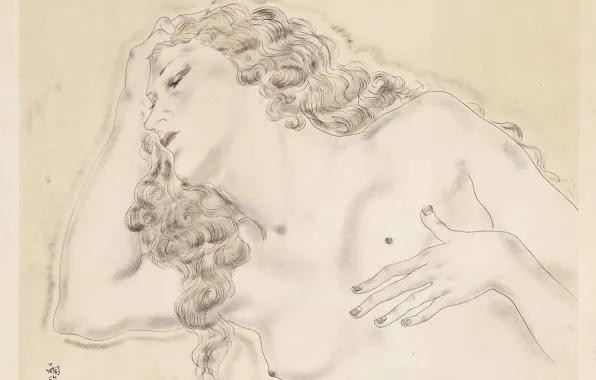 Female breast, 1930, Tsuguharu Foujita, the photogravure, Sleeping blonde
