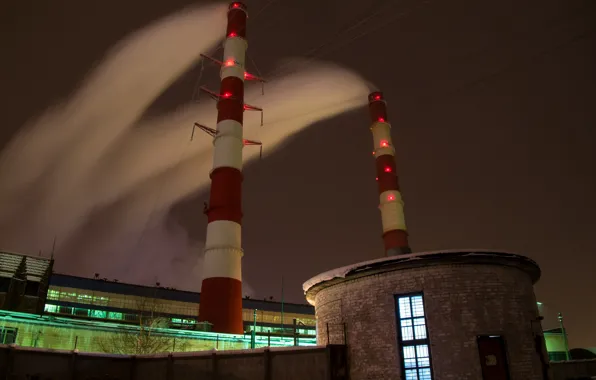 Winter, night, the wind, Arkhangelsk, CHP