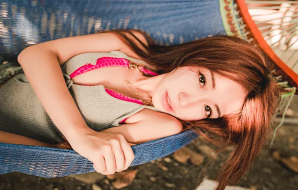 Picture summer, look, face, stay, hair, hammock, Asian
