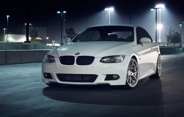 Picture white, night, BMW, BMW, before, white, 335i, E93