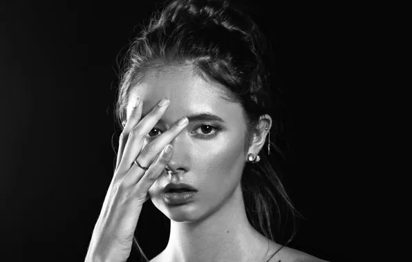 Picture girl, portrait, monochrome, Disha Shemetova, Nikita Bushuev
