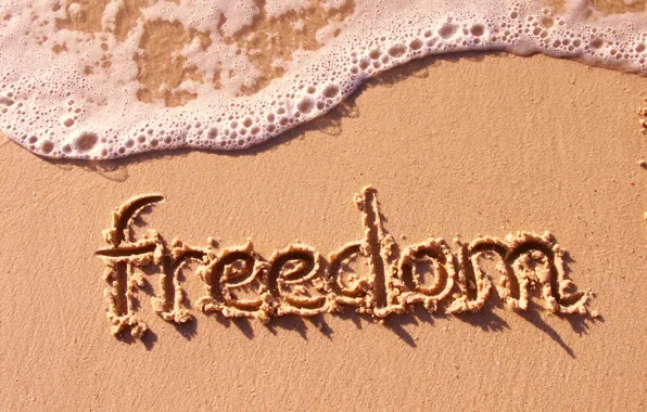 Picture sand, sea, beach, freedom, mood, the inscription, wave, freedom