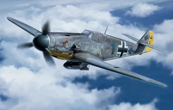 Picture fighter, war, airplane, aviation, ww2, Messerschmitt Bf 109F-4