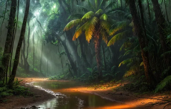 Picture trees, jungle, nature, stream, tropics