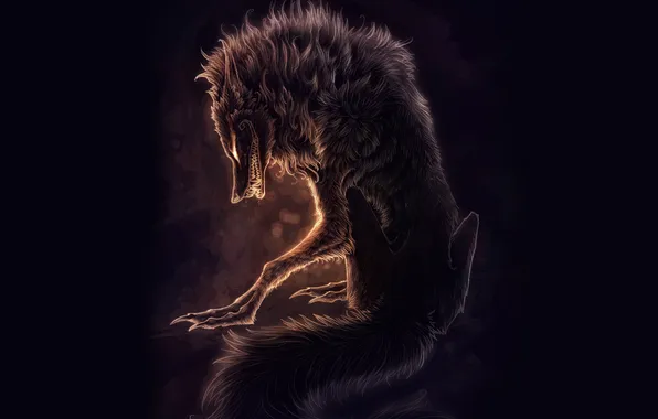 Picture darkness, art, fangs, werewolf, grin, dark_sheyn