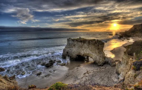 Sea, landscape, sunset, nature