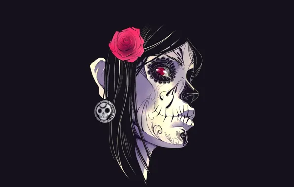 Flower, background, Girl, paint, Day Of The Dead, Day Of The Dead