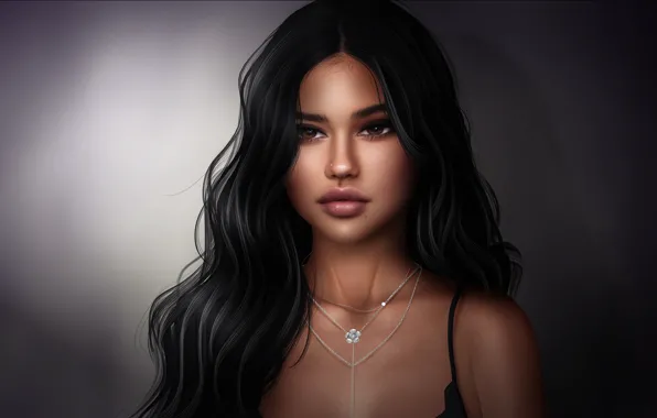 Look, girl, face, background, hair, brunette