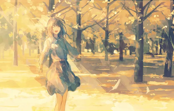 Picture autumn, girl, joy, Park