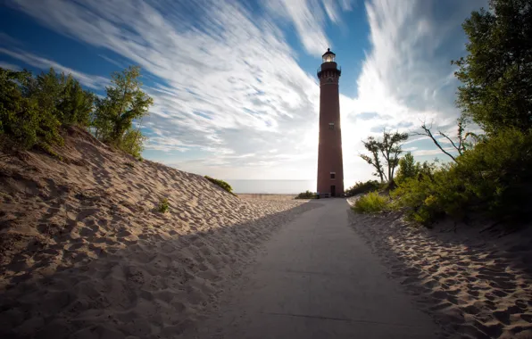 The sky, landscape, lighthouse