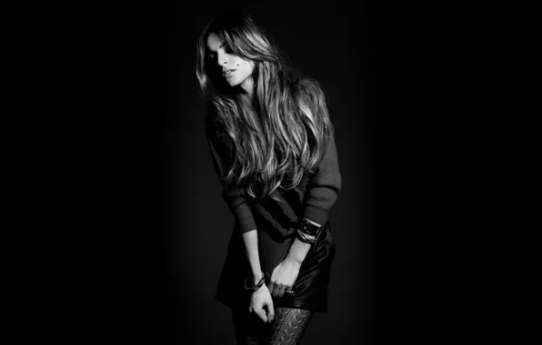 Picture girl, pose, photo, background, hair, black and white, Misse Beqiri