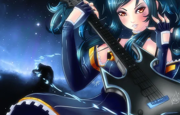 Girl, art, electric guitar, musical instrument