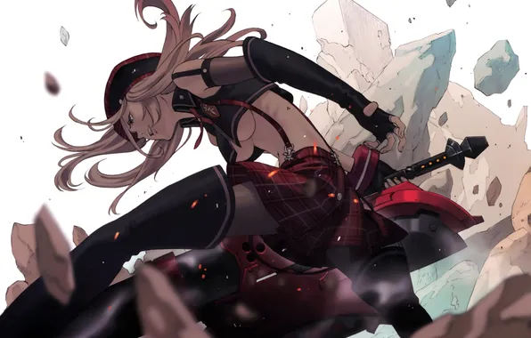 The wreckage, girl, stones, weapons, sword, god eater, arisa iriinchina amiee in