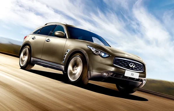 Picture road, the sky, jeep, infiniti, infiniti, the front, crossover, cool car