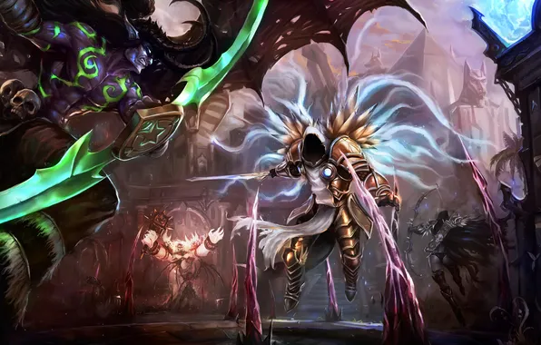 Picture diablo, warcraft, Sylvanas, Tyrael, Heroes of the Storm, Archangel of Justice, illidan stormrage