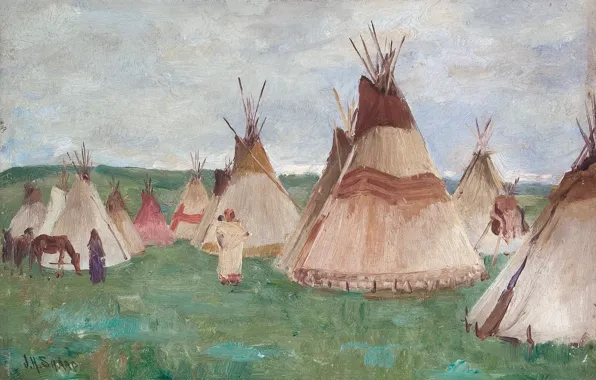 Picture horse, home, Joseph Henry Sharp, Glacier Park, Blackfoot