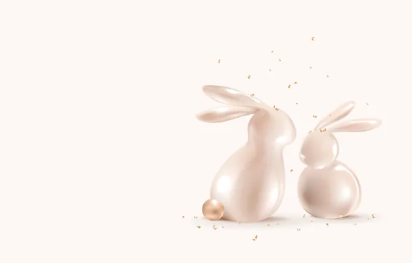 Rendering, graphics, styling, rabbit, Christmas, Easter, rabbits, white background