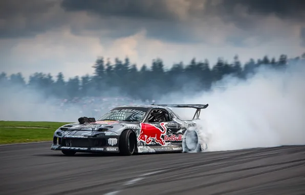 Road, race, smoke, skid, drift, Mazda, track, Red Bull