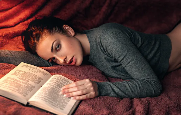 Girl, Look, Book, Model, Sponge, Light, Hair, Black