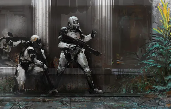 Weapons, art, soldiers, future, Sweep