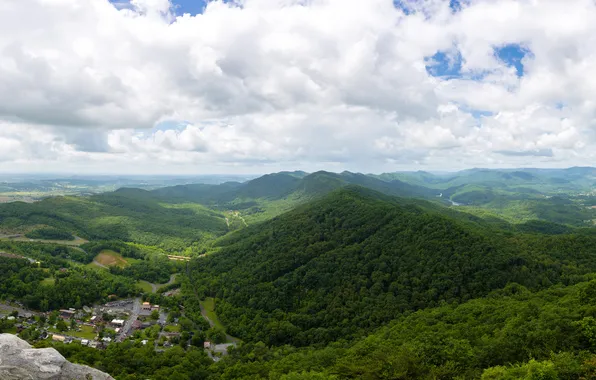 Greens, forest, clouds, mountains, panorama, VA, USA
