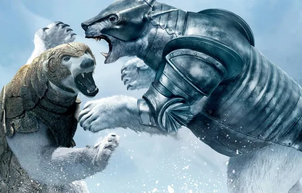 Snow, fantasy, fight, bear, adventure, the Golden compass, the golden compass, Svalbard