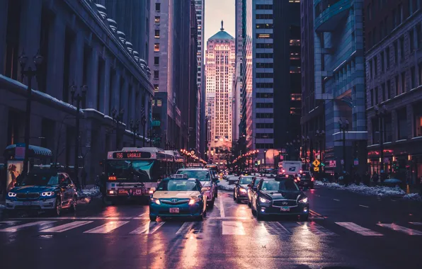 Street, skyscrapers, Chicago, USA, Chicago, skyscrapers, Max Bender
