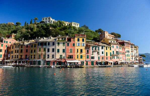 Picture sea, home, Italy, Portofino