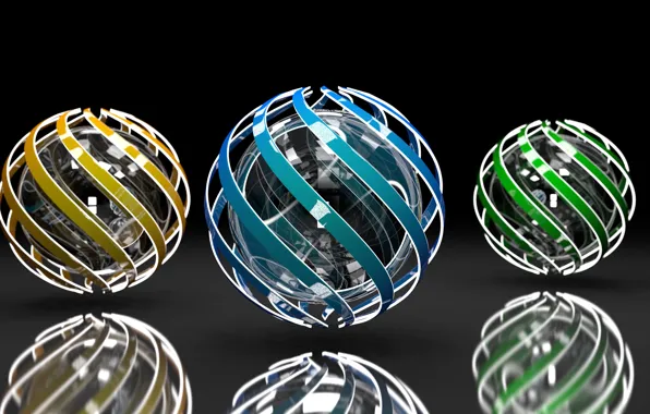 Reflection, spiral, balls, sphere
