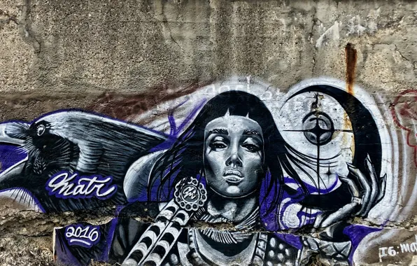 Wall, graffiti, figure