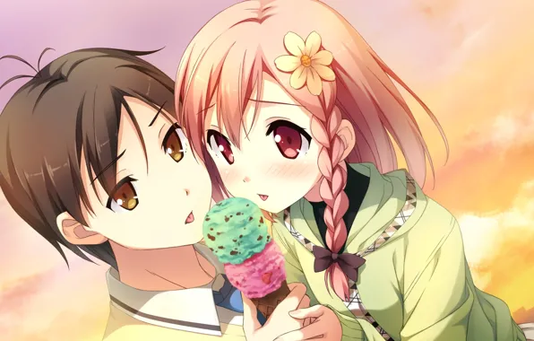 The sky, children, Daisy, ice cream, pigtail, visual novel, your diary, yua