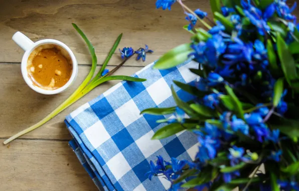 Picture flowers, Board, coffee, Cup, napkin