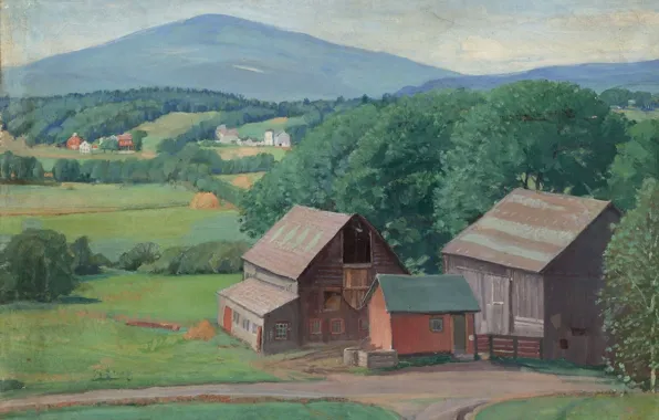Landscape, home, picture, Karl Albert Buehr, Carl Albert FYR, Vermont Farm
