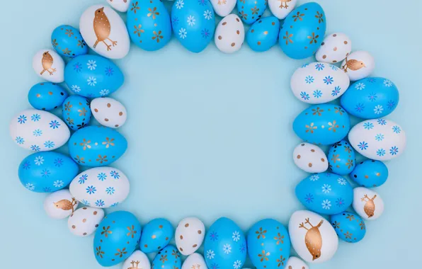 Holiday, pattern, eggs, spring, blue, Easter, white, ornament