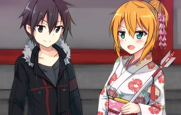 Anime, art, Sword art online, Sword Art Online, Asuna, Kirito