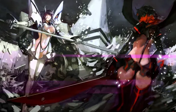 Girl, sword, ass, boobs, breast, anime, power, thong