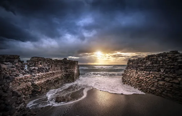 Andalusia, Ejido, Las Entinas, The sun goes down in Cabo de Gata